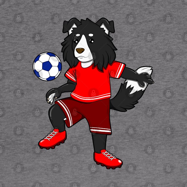 Comic border collie playing soccer by Modern Medieval Design